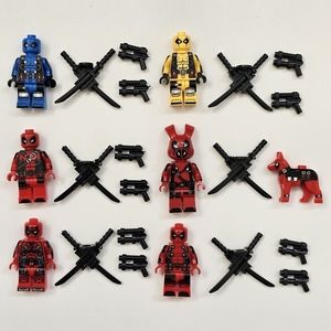 Lot of 7 Marvel Lego Compatible Deadpool Minifigures